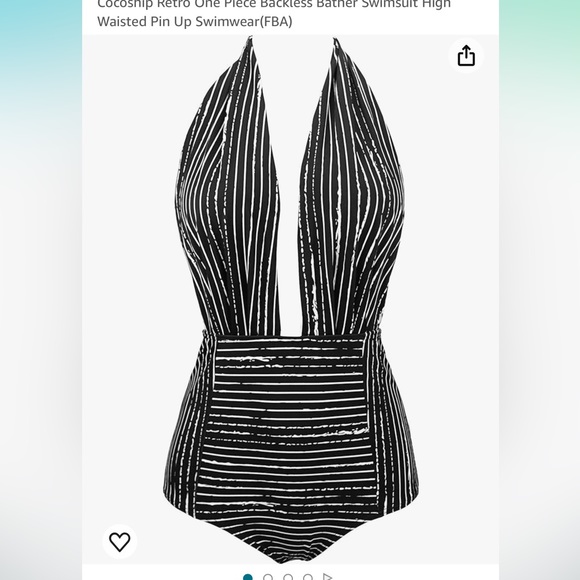 NWT COCOSHIP black and white stripe one piece swimsuit, size 10 - Picture 1 of 5